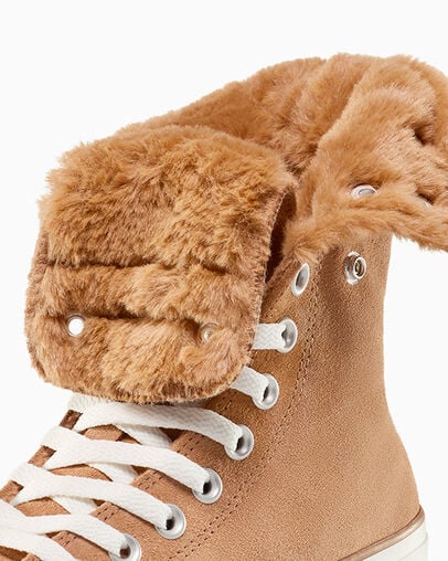 Chuck Taylor All Star Fold Over XHi Faux Fur Incensed/Incensed/Egret, Detail Angle View