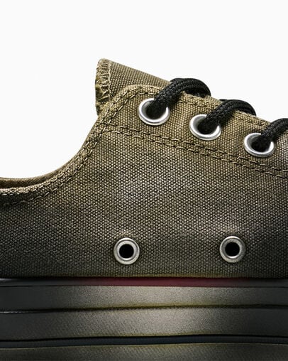 Chuck 70 Canvas Spray Paint Green Dirt Dye, Detail Angle View