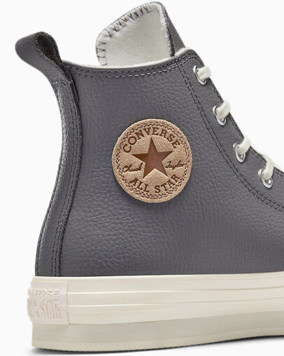 Taylor All Star Platform Converse Plateau Leder Grau Brown Chucks