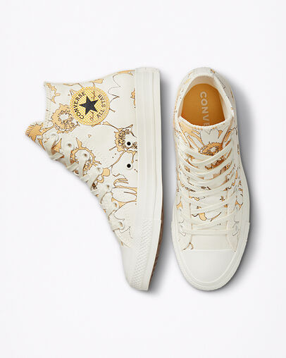 Chuck Taylor All Star Crafted Florals Egret/Cyber Mango/Egret, Top and Side View