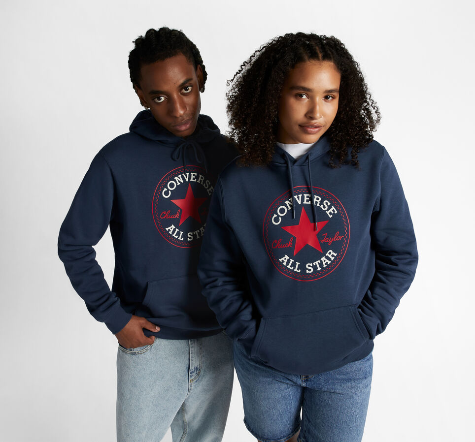 Sudadera con capucha de ajuste est&aacute;ndar Converse Go-To All Star Patch Azul marino Converse