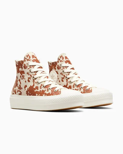 Chuck Taylor All Star Lift Platform Animal Print Garza/Marr&oacute;n/Oro, Top and Side View