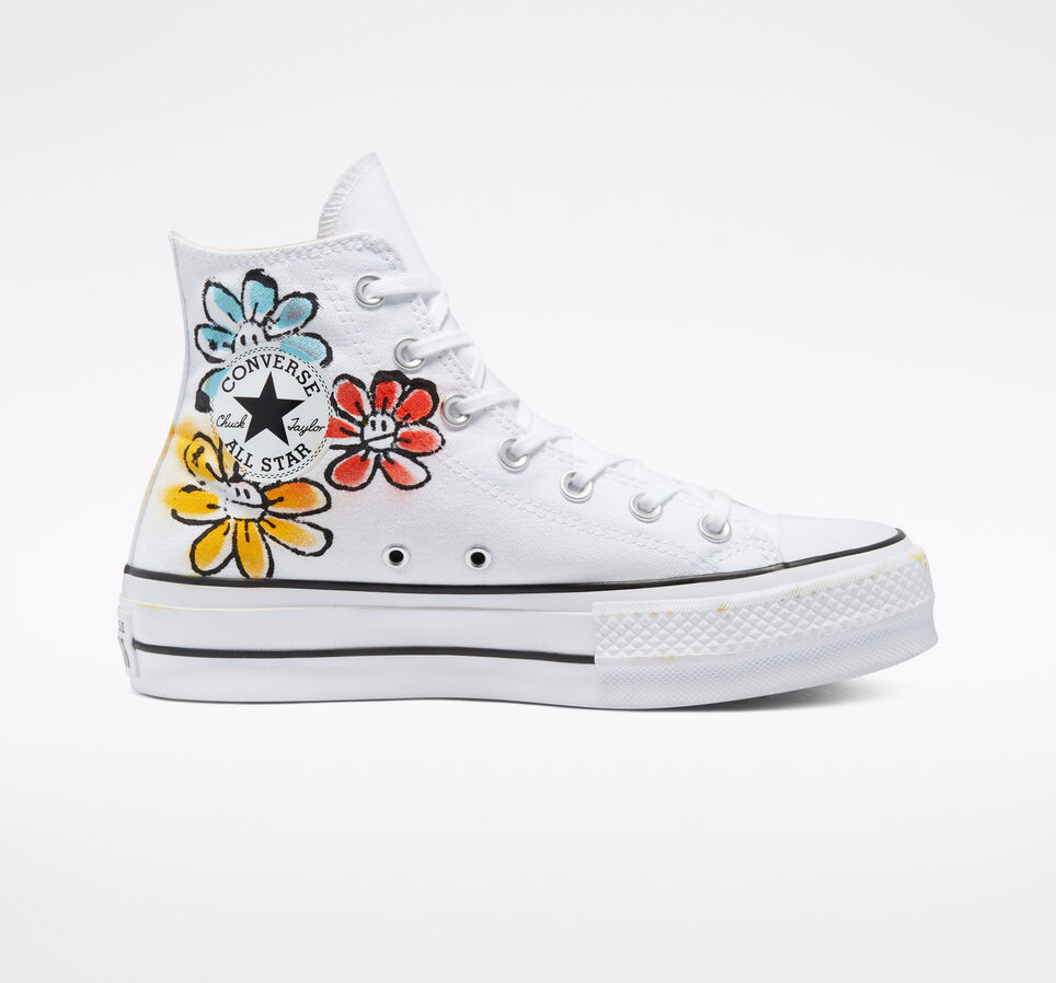 Hand Painted Platform Chuck Taylor All Star Fleurs peintes &agrave; la main