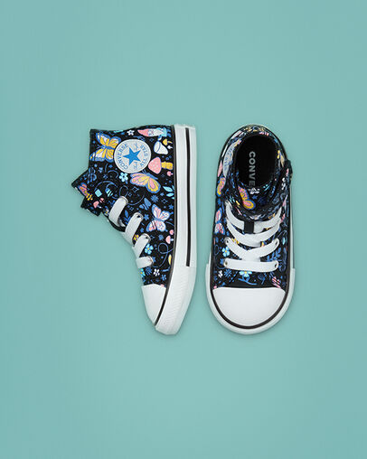 Chuck Taylor All Star Easy-On Butterfly Black/Bleached Cyan/Pink Gaze, Top and Side View