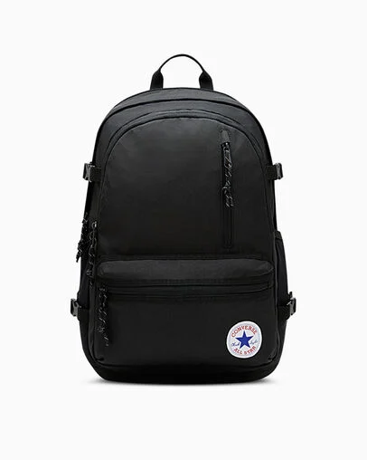 Straight Edge Backpack Black, Front View