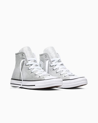 Chuck Taylor All Star Shine Light Grey/White/Black, Top and Side View