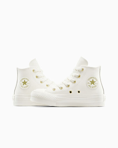 Chuck Taylor All Star EVA Lift Leather + Gold &Eacute;cru/&Eacute;cru/Or clair, Detail Angle View