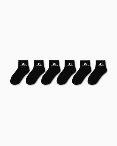 3-Pack Star Chevron Quarter Socks Black, Front View