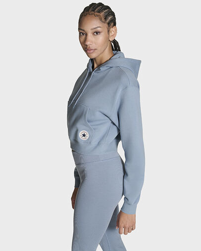 Chuck Taylor All Star Cropped Hoodie Yeti Breath Blue, Full Body View