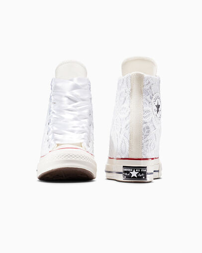 Chuck 70 Wedge Platform Romantic Lace Dentelle blanche, Heel View