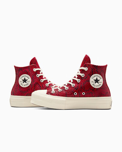 Chuck Taylor All Star Lift Platform Snakeskin Print Pr&oacute;ximos d&iacute;as/Garza/Negro, Detail Angle View