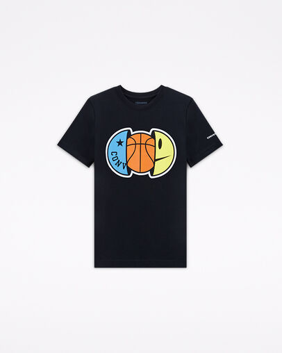 T-shirt Jump Ball Smiley Noir, Front View