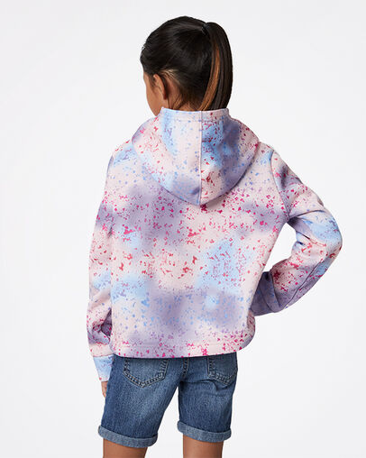 Korte hoodie met print over het gehele oppervlak Storm Pink, Detail View