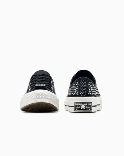 Chuck 70 with Swarovski&reg; crystals Black/Vintage White/Egret, Heel View