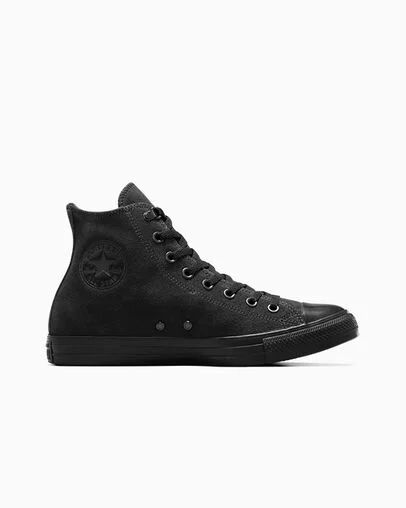 Chuck Taylor All Star Suede & Faux Fur Negro/Negro/Negro, Outer Side View