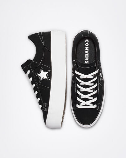 ONE STAR PLATFORM OX RHUBARB/WHITE/WHITE Black/Black/White, Top and Side View