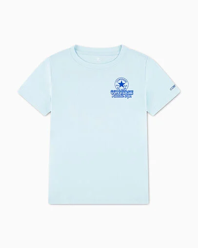 Retro Athletics Short Relaxed Sleeve T-Shirt Rained Out Blue, Front View