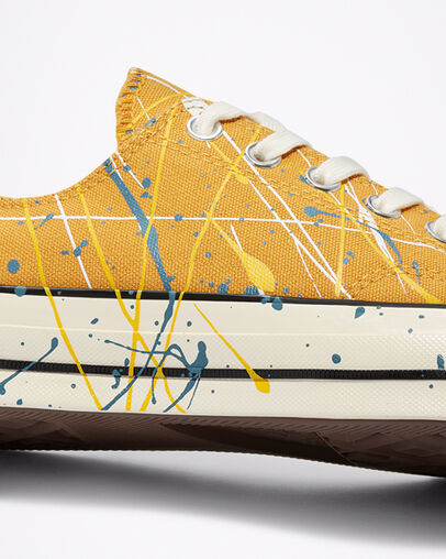 Chuck 70 Archive Paint Splatter Sunflower Gold/Egret, Detail Angle View