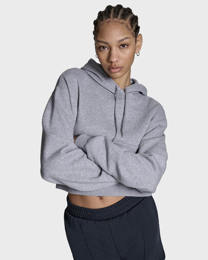 Chuck Taylor All Star Cropped Hoodie Vintage Grey Heather, Full Body View