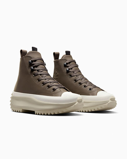 Run Star Hike Platform Weatherized Leather Trufa/Negro/Garza, Top and Side View