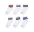 6-Pack Striped Logo Quarter Socks White