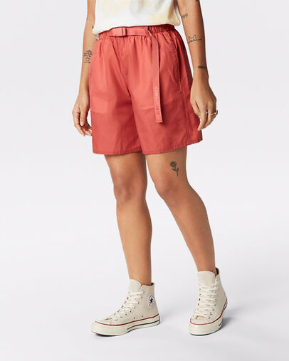 Short &agrave; boucle en nylon Terre cuite rose, Front View