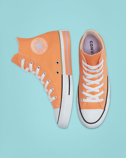 Chuck Taylor All Star Sunblocked Fuel Orange/Moonstone Violet, Top and Side View