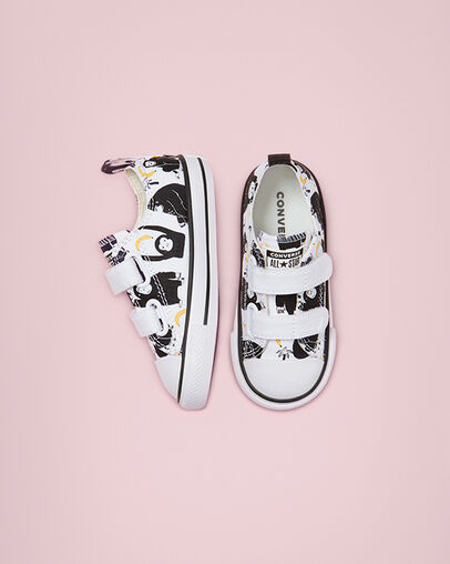 Animal Print Easy-On Chuck Taylor All Star Blanco/Amarillo/Negro, Top and Side View