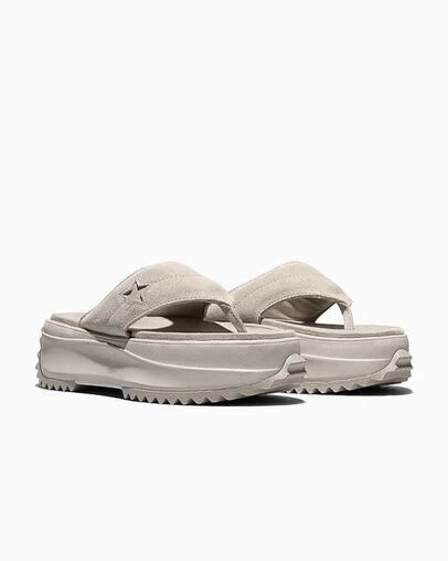 Run Star Sandal Platform Suede Papyrus/Papyrus/Papyrus, Top and Side View