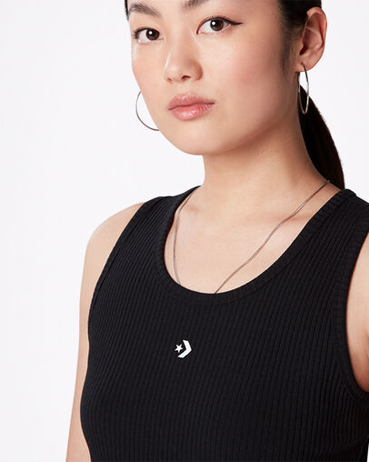 Scoop Neck Tank Nero Converse, Detail View