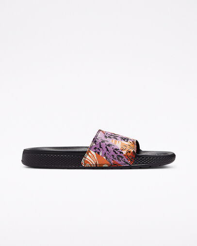 All Star Slide Tropical Florals Black/Light Curry/Beyond Pink, Outer Side View