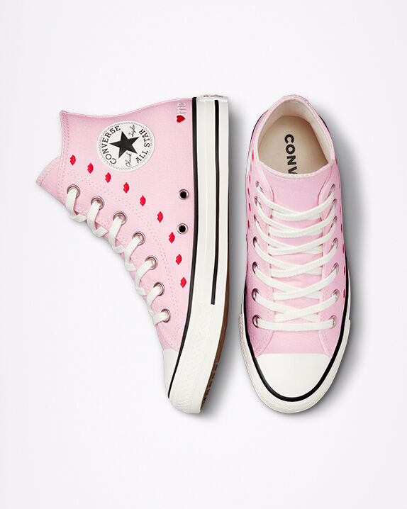 pink converse with heart