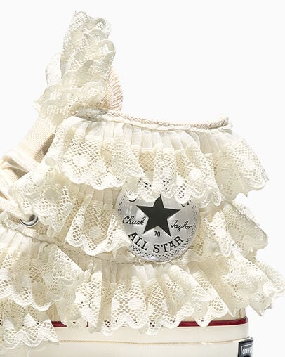 Chuck 70 3-D Flourish High Top Egret Crochet, Detail Angle View