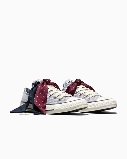 Chuck Taylor All Star Scarf Bow No Shade Grey/Vintage White/Egret, Top and Side View