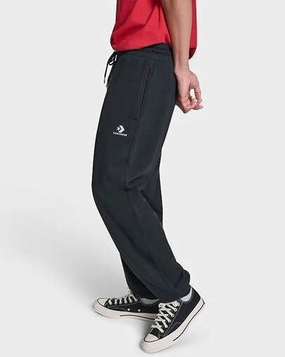 Embroidered Star Chevron Standard-Fit Pants Black