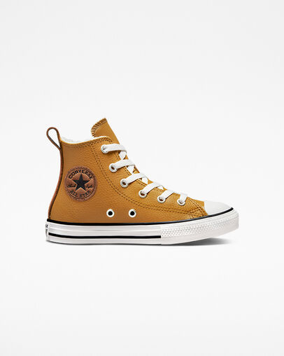 Chuck Taylor All Star Lined Leather Dark Soba/Warm Tan, Outer Side View