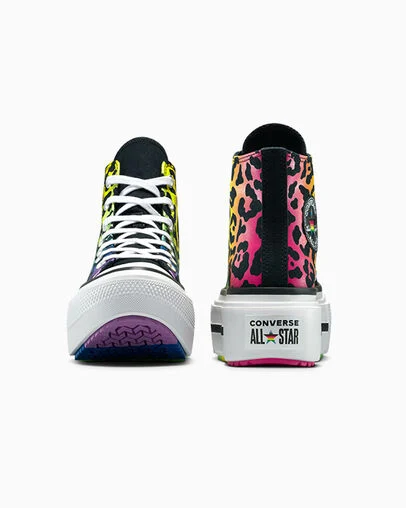 Chuck Taylor All Star Lift Double Stack Platform Pride Fuchsia chaos/Orange confite, Heel View