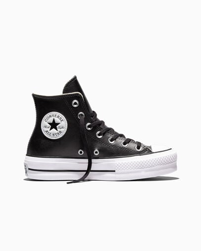 Chuck Taylor All Star Platform Leather Schwarz/Schwarz/Wei&szlig;, Outer Side View