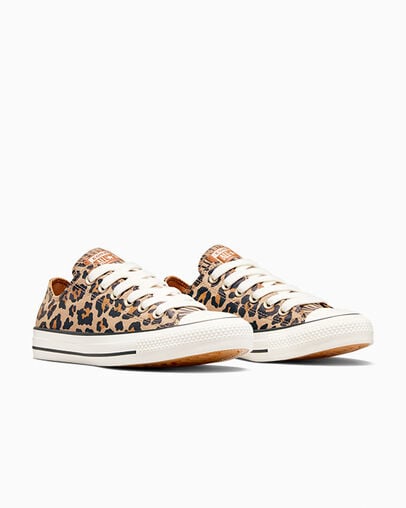 Chuck Taylor All Star Leopard Noir/&Eacute;cru/Brun chouette, Top and Side View