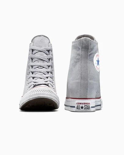 Chuck Taylor All Star Wedge Platform Distressed Bianco Smoke In, Heel View