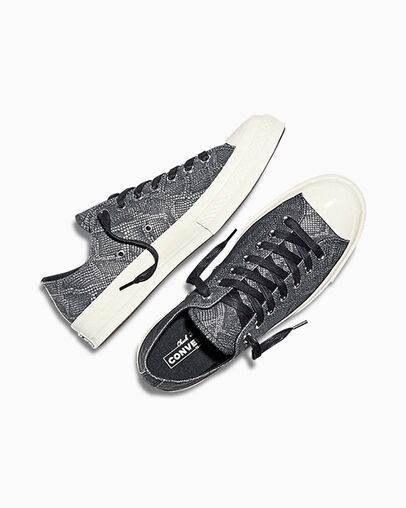 Chuck 70 Snakeskin Print Black/Black/Egret, Angled View