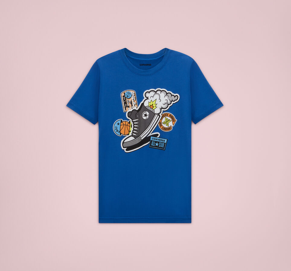 T-shirt Jump Ball Badges Bleu &eacute;lectrique