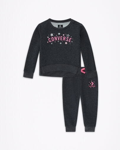 Ensemble de jogging &agrave; manches longues Stardust Noir chin&eacute;, Front View