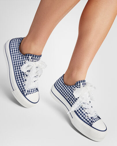 Chuck Taylor All Star Lift Platform Gingham Obsidian/White/Vintage White, Reflective View
