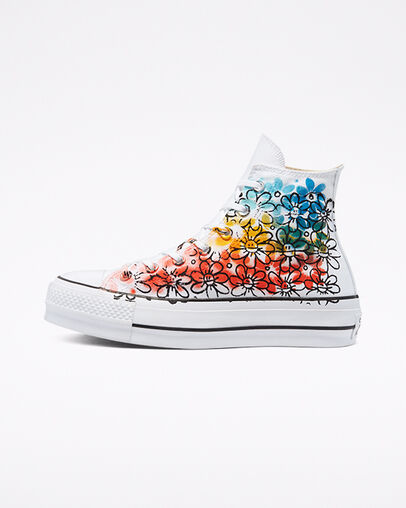 Hand Painted Platform Chuck Taylor All Star Fleurs peintes &agrave; la main, Inner Side View