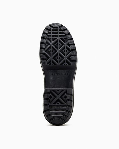 Chuck Taylor All Star Lugged Heel Leather Platform Black/Black/Black, Outsole View