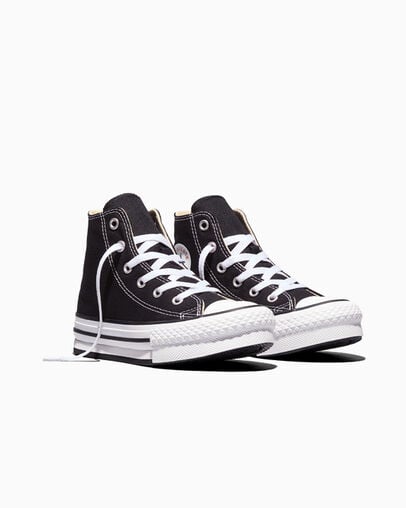 Chuck Taylor All Star Lift Platform Zwart/Wit/Zwart, Top and Side View