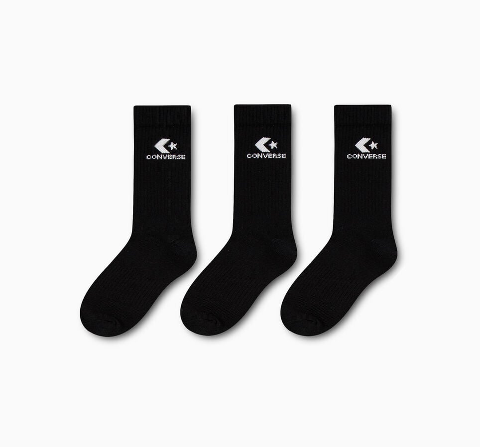 3-Pack Star Chevron Crew Socks Black