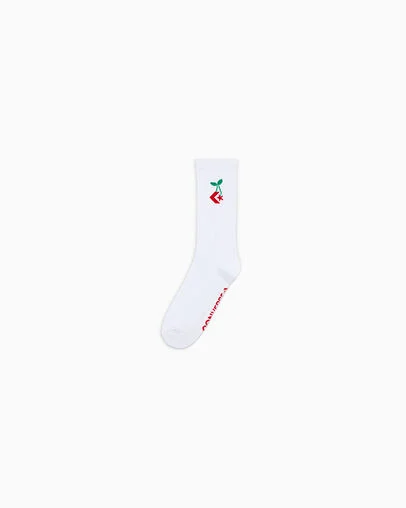 Star Chevron Cherry Crew Socks Wit, Front View