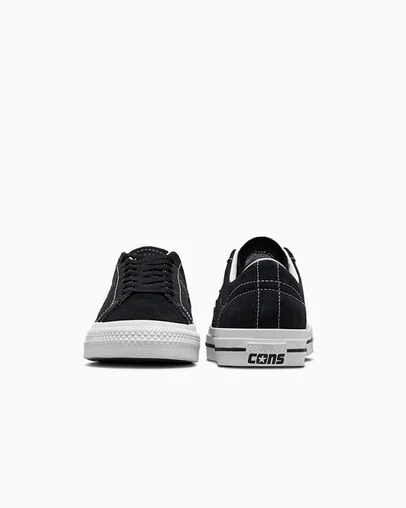 CONS One Star Pro Suede Black/Black/White, Heel View